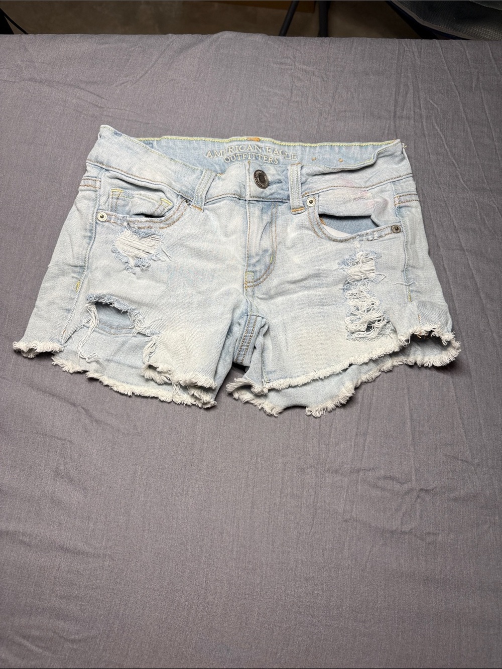 American Eagle Outfitters Light Blue Distressed Denim Cutoff Shorts